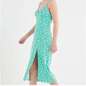 Urban Outfitters Teal Polka Dot Midi Dress